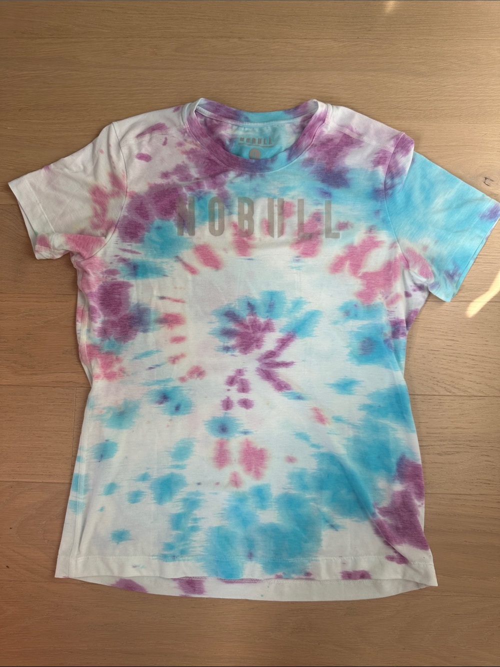 NOBULL custom Tie-Dye Short Sleeve Womens Tee size Large Blue & Pink & Purple